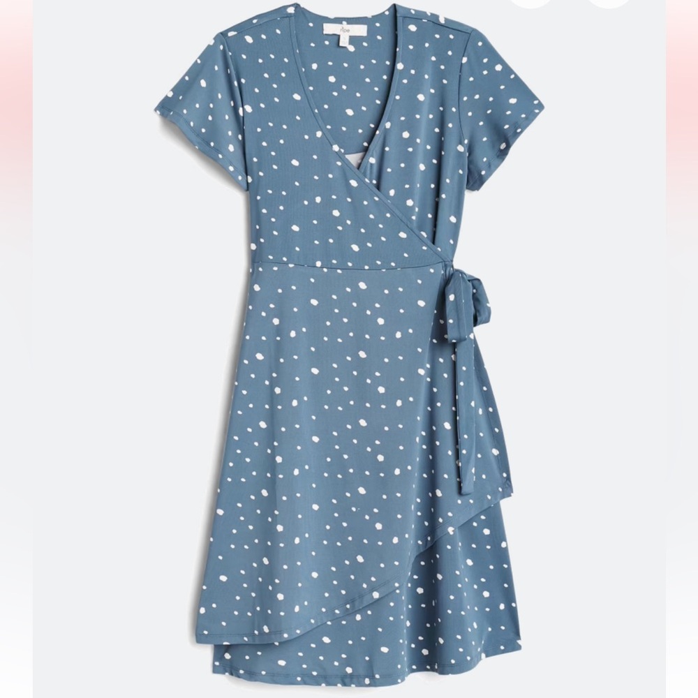 RIPE MATERNITY Liv Maternity Wrap Dress Blue XS - Picture 5 of 13